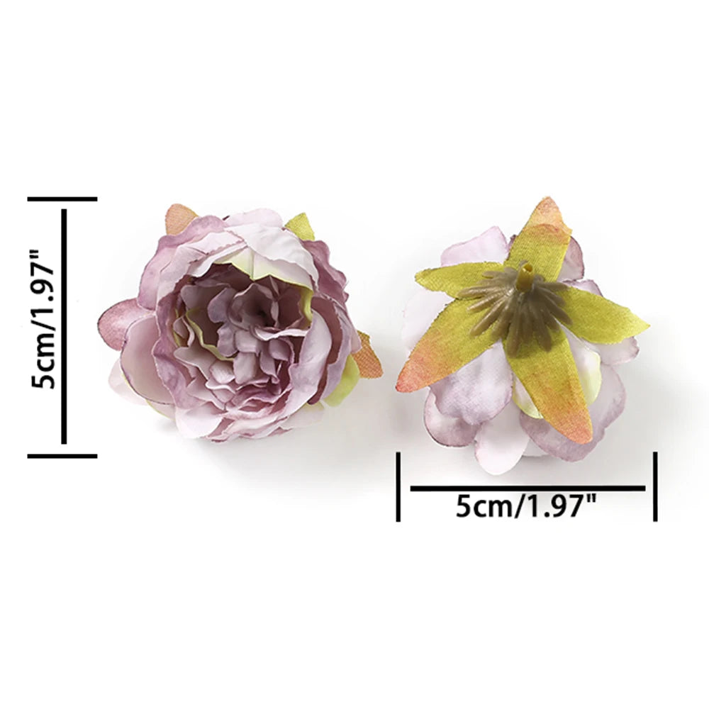 5Pcs/Lot Peony Artificial Flowers Head 5Cm Silk Fake Flowers for Home Room Decor DIY Garland Bride Wedding Marriage Decoration