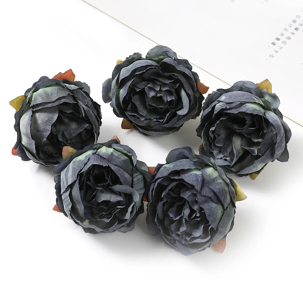 5Pcs/Lot Peony Artificial Flowers Head 5Cm Silk Fake Flowers for Home Room Decor DIY Garland Bride Wedding Marriage Decoration