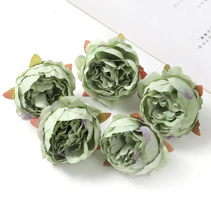 5Pcs/Lot Peony Artificial Flowers Head 5Cm Silk Fake Flowers for Home Room Decor DIY Garland Bride Wedding Marriage Decoration