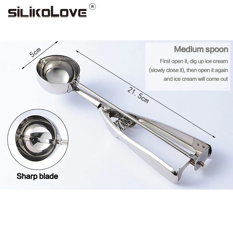 Ice Cream Scoop Stainless Steel Cookie Dough Scooper for Fruit Melon Baller Digging Ball Kitchen Confectionery Tool Accessories
