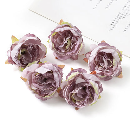 5Pcs/Lot Peony Artificial Flowers Head 5Cm Silk Fake Flowers for Home Room Decor DIY Garland Bride Wedding Marriage Decoration