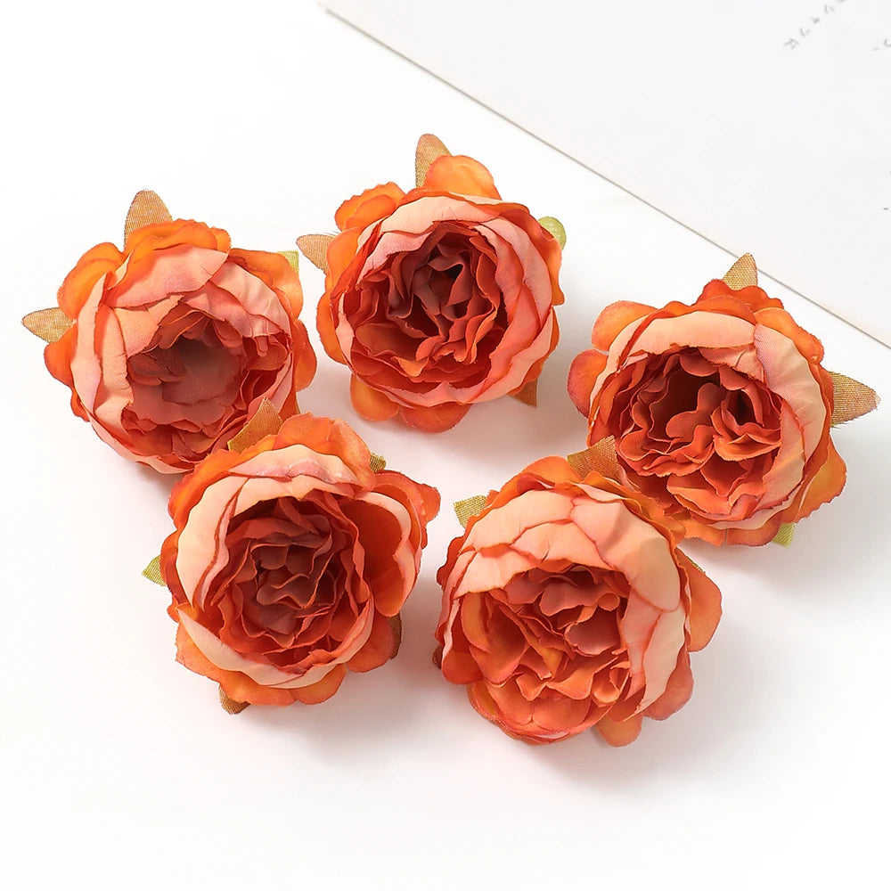 5Pcs/Lot Peony Artificial Flowers Head 5Cm Silk Fake Flowers for Home Room Decor DIY Garland Bride Wedding Marriage Decoration