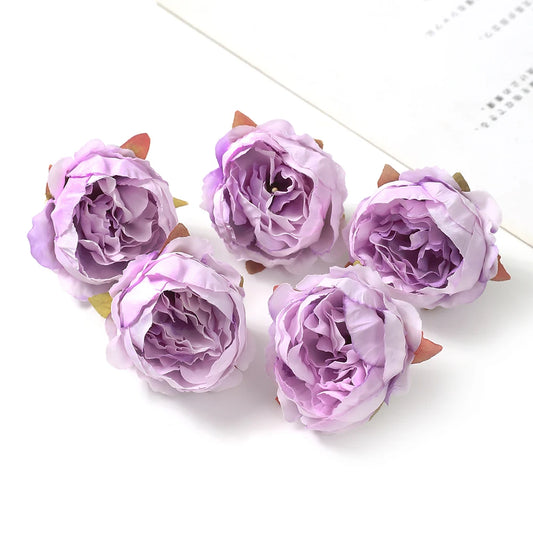 5Pcs/Lot Peony Artificial Flowers Head 5Cm Silk Fake Flowers for Home Room Decor DIY Garland Bride Wedding Marriage Decoration
